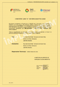 Certificado INFARMED - Distribuição por grosso de Dispositivos Médicos